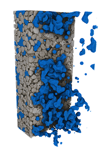 CO2 (blue) dissolving in water