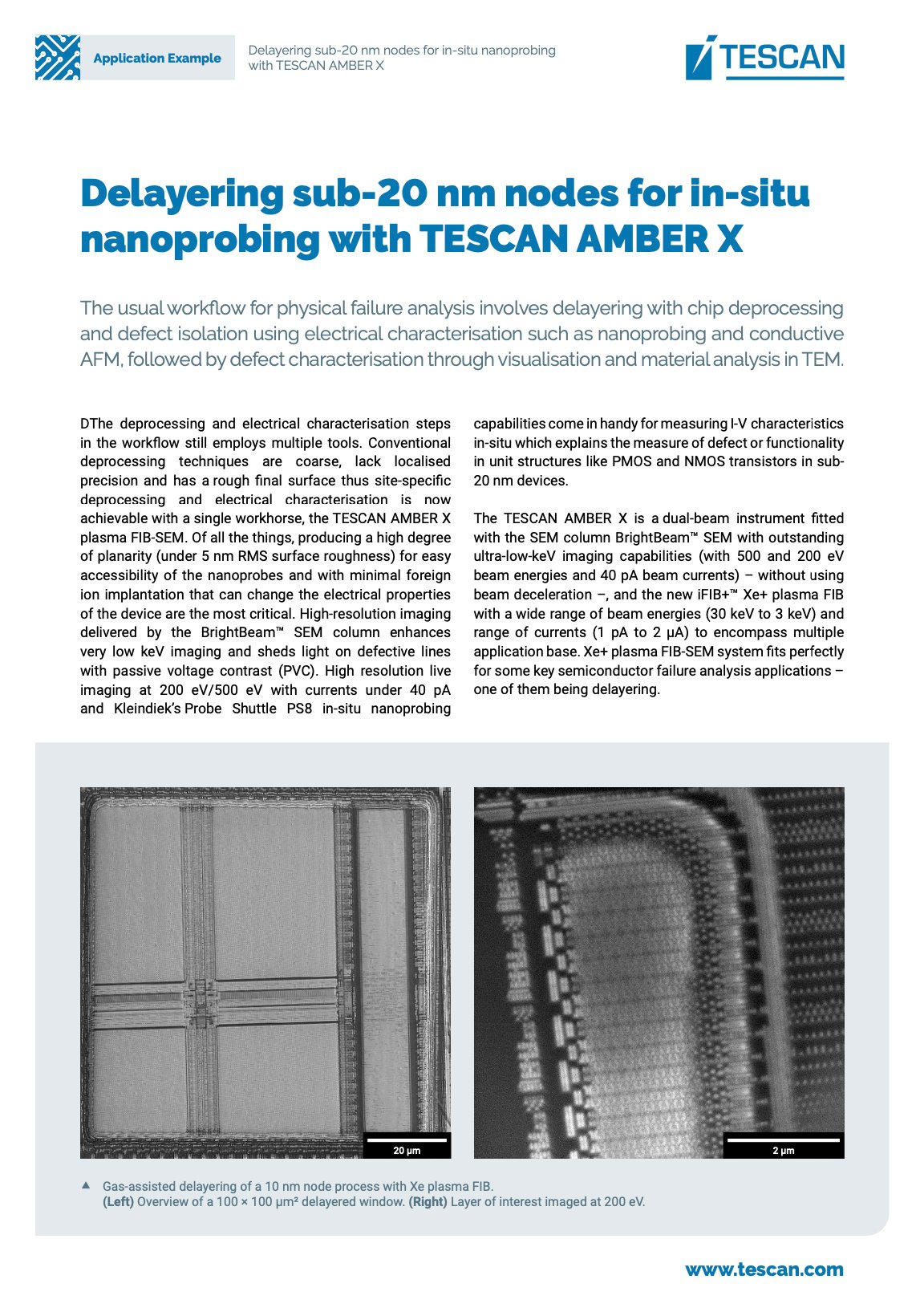 Delayering sub-20 nm nodes for in-situ nanoprobing with TESCAN AMBER X