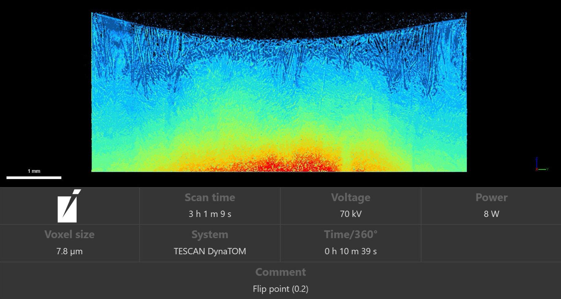 Flip point image generated using Panthera software of a conventional microstructure sample