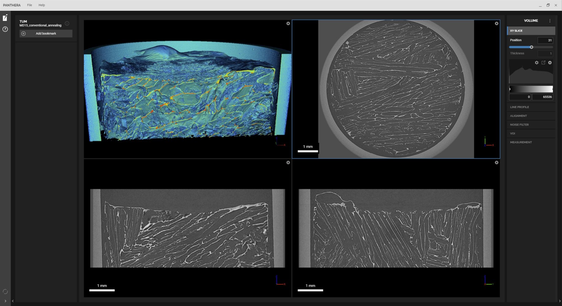 Screenshot of Panthera software showing a maltodextrin structure freeze-dried at -30°C after annealing