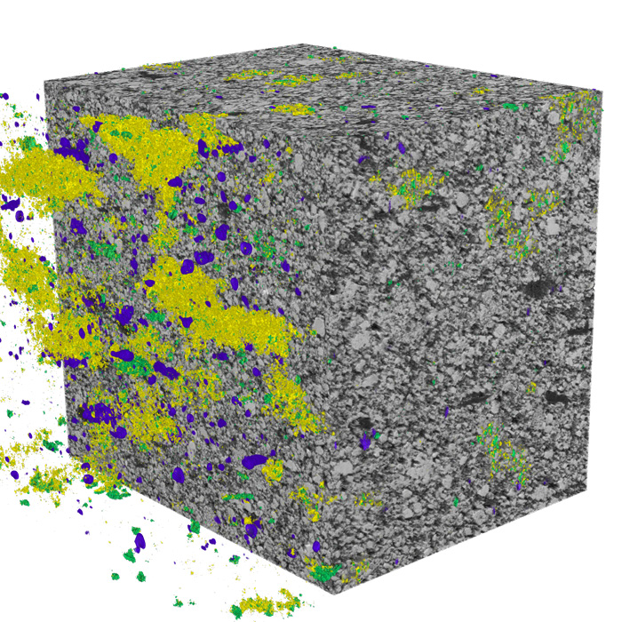 Li, Na, Li2F distribution in LFP cathode from 3D ToF-SIMS tomography