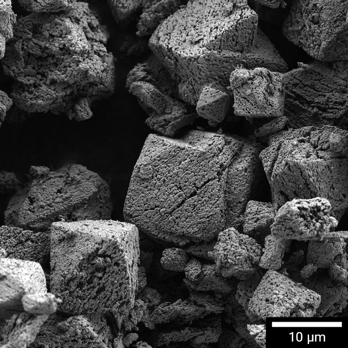 SEM detail of Ni particle cracks and internal structure