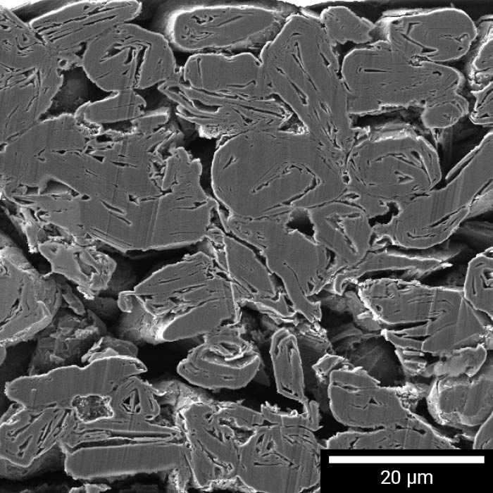 SEM of graphite anode cross section prepared by FIB