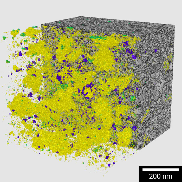 3D tomography of cycled LFP cathode for Li, Na, Li2F distribution study