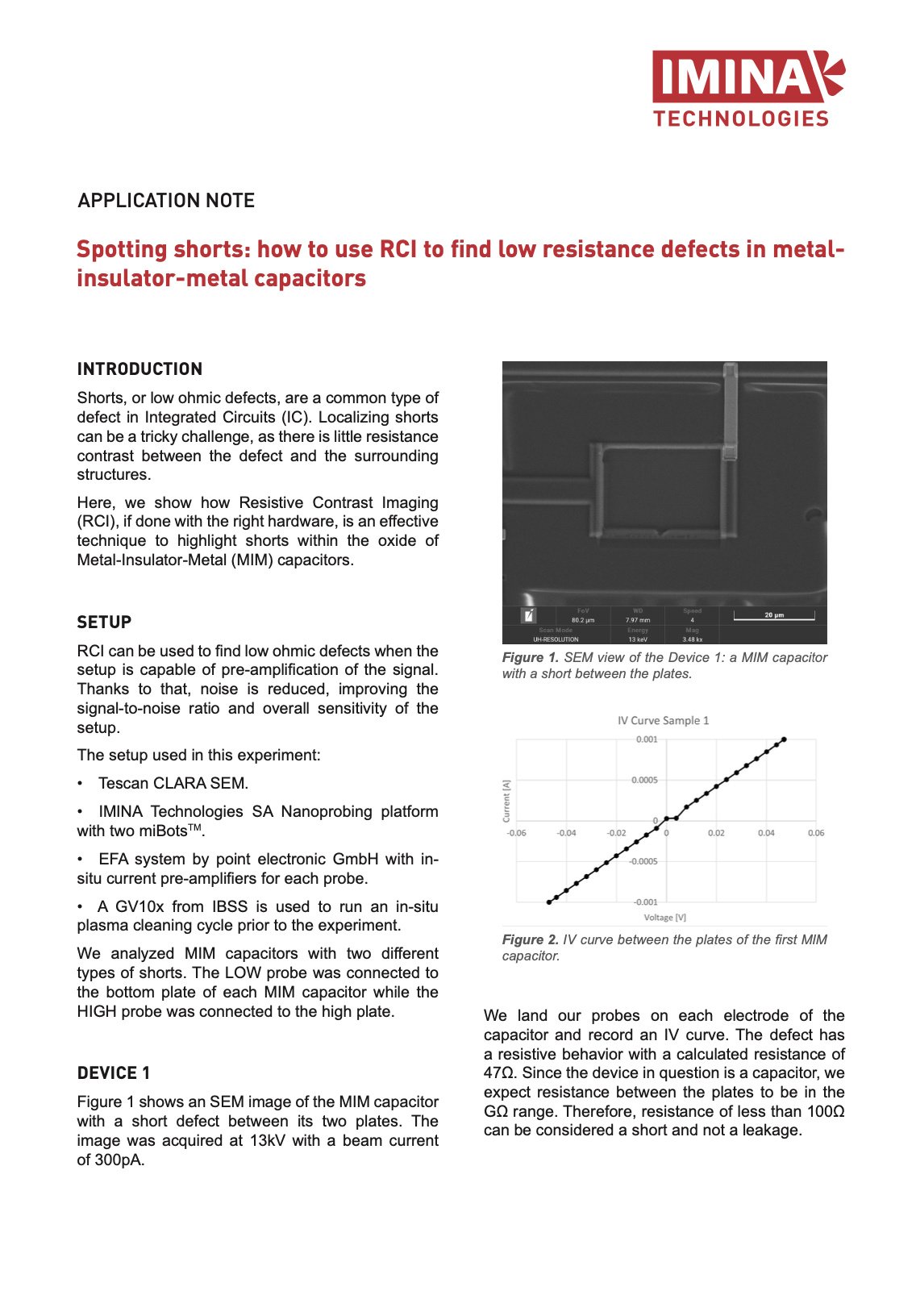 Spotting shorts how to use RCI to find low resistance defects in metal- insulator-metal capacitors