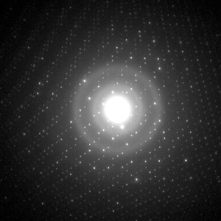 A visual showing the enhanced information obtained from precession electron diffraction patterns.