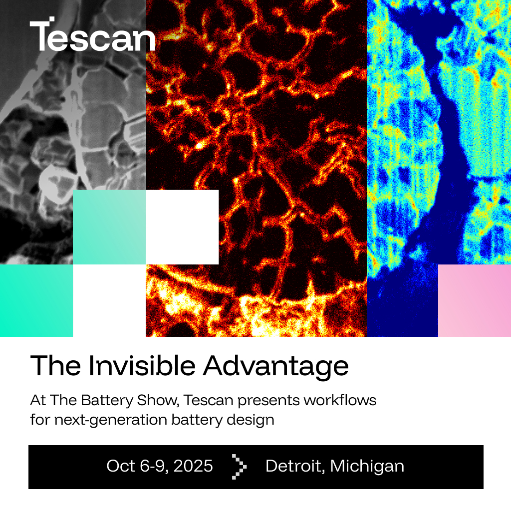 Tescan is excited to be at The Battery Show in Detroit, the leading event for energy storage innovation. Stop by our booth to see how Tescan’s advanced workflows are accelerating battery research and development.